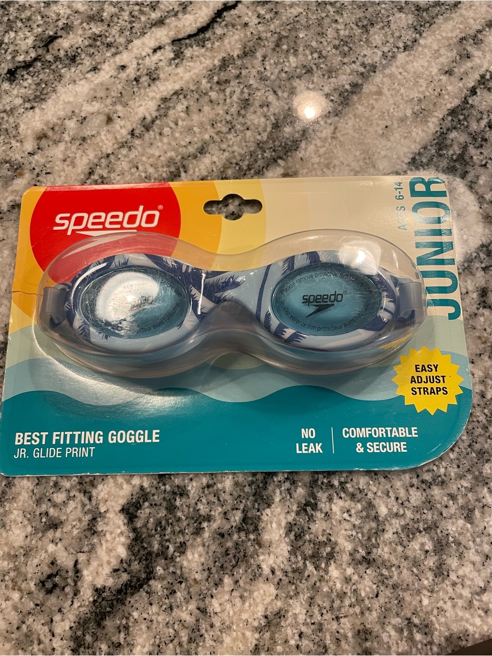 Speedo Jr. Glide Print Goggles in Teal and Light Blue